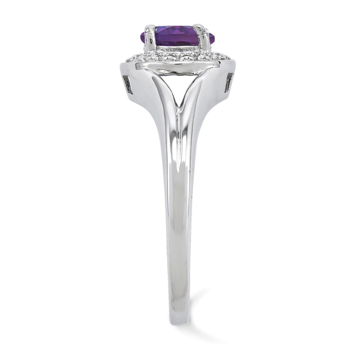 Alternate view of the Sterling Silver .01 Ctw Diamond & Round Amethyst Ring by The Black Bow Jewelry Co.