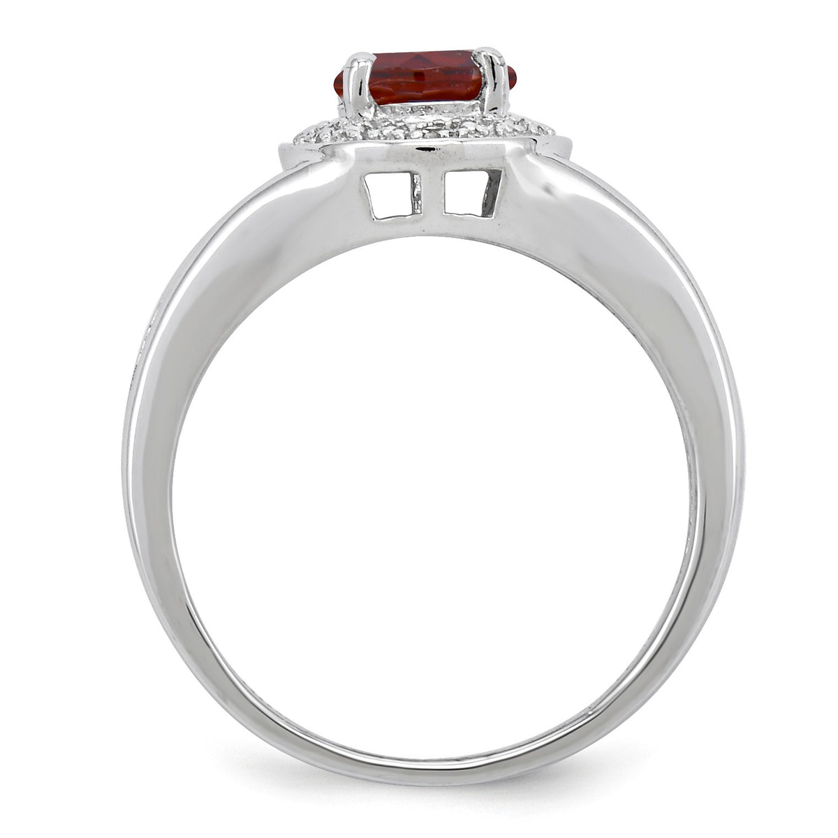 Alternate view of the Sterling Silver .01 Ctw Diamond & Round Garnet Ring by The Black Bow Jewelry Co.