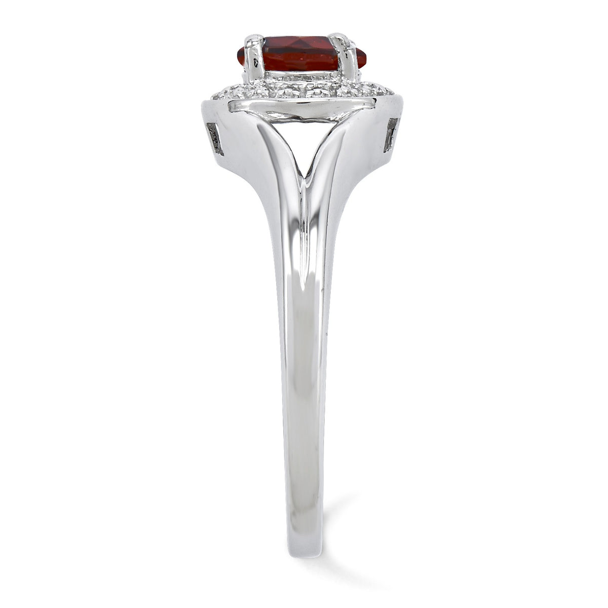 Alternate view of the Sterling Silver .01 Ctw Diamond & Round Garnet Ring by The Black Bow Jewelry Co.
