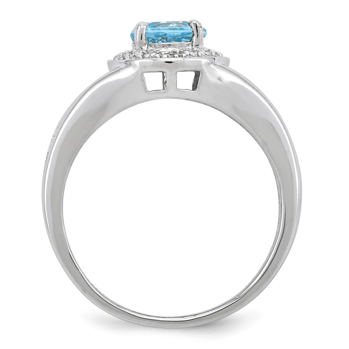 Alternate view of the Sterling Silver .01 Ctw Diamond & Round Aquamarine Ring by The Black Bow Jewelry Co.