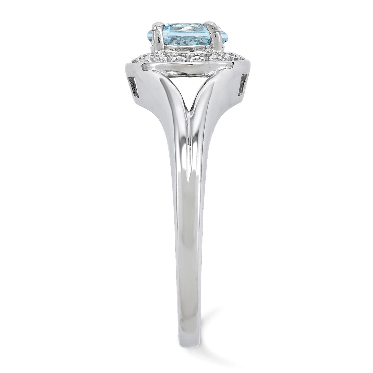 Alternate view of the Sterling Silver .01 Ctw Diamond & Round Aquamarine Ring Size 5 by The Black Bow Jewelry Co.