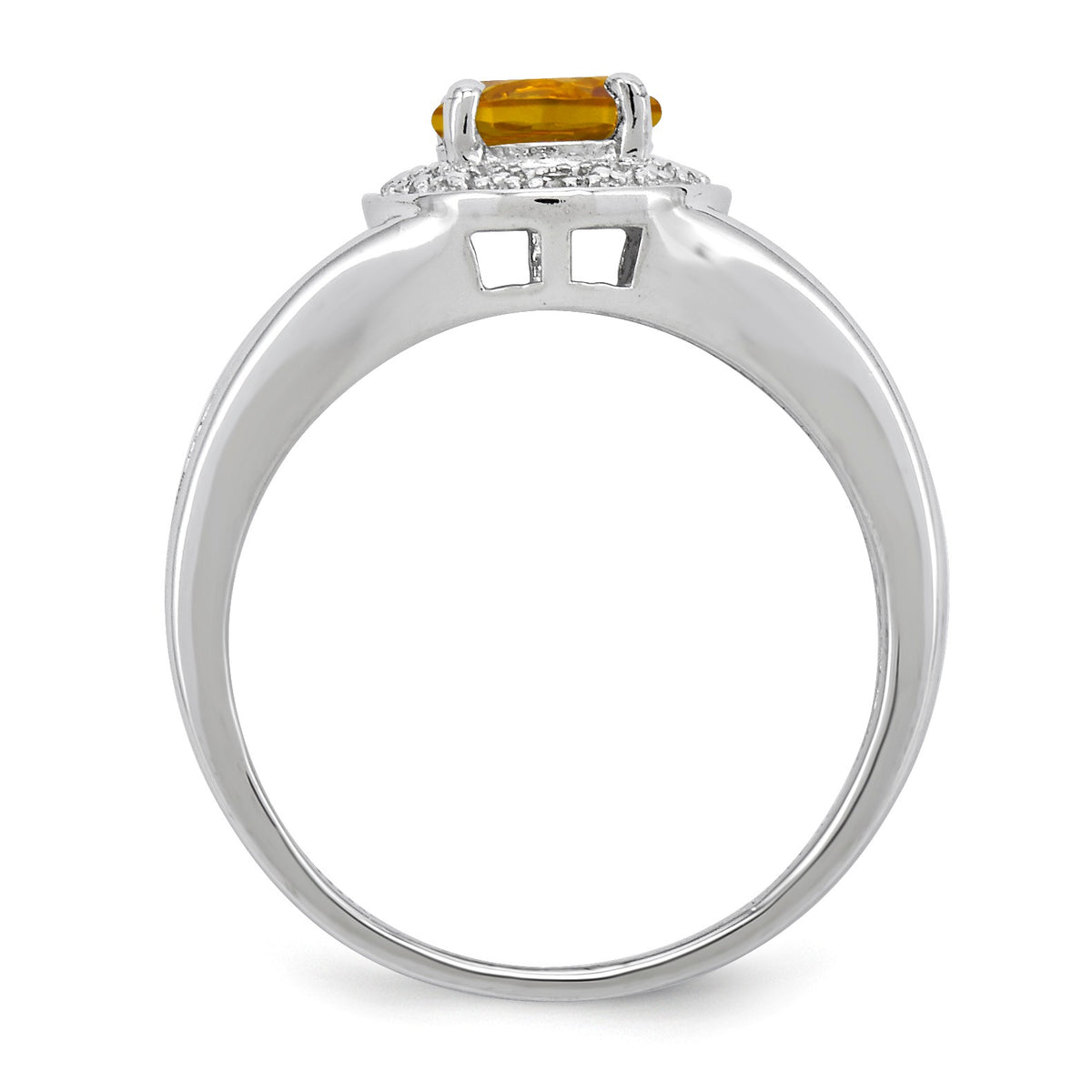 Alternate view of the Sterling Silver .01 Ctw Diamond & Round Citrine Ring by The Black Bow Jewelry Co.