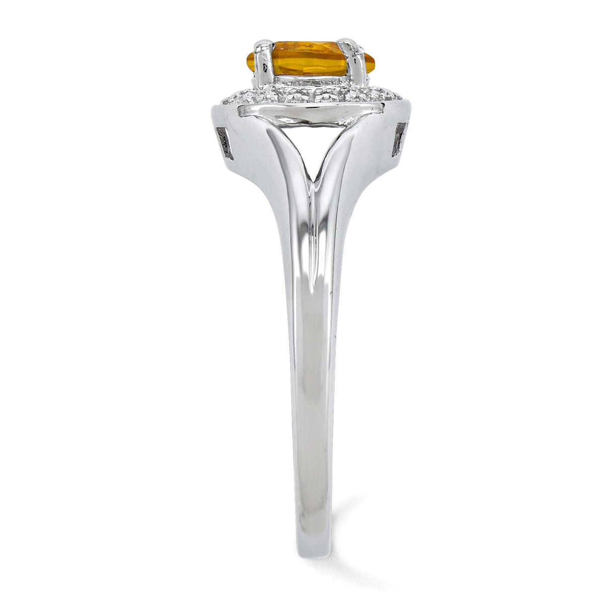 Alternate view of the Sterling Silver .01 Ctw Diamond & Round Citrine Ring by The Black Bow Jewelry Co.