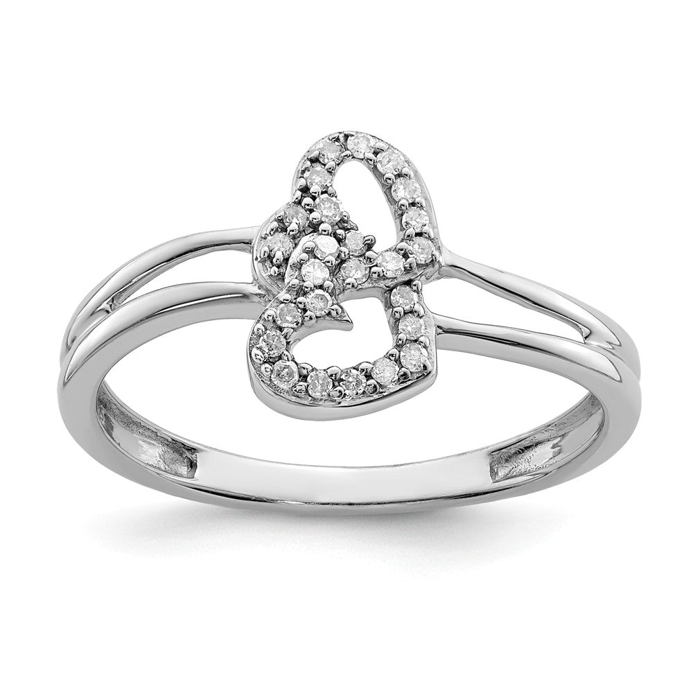 Diamond Double Heart Ring in Sterling Silver, Item R9979 by The Black Bow Jewelry Co.