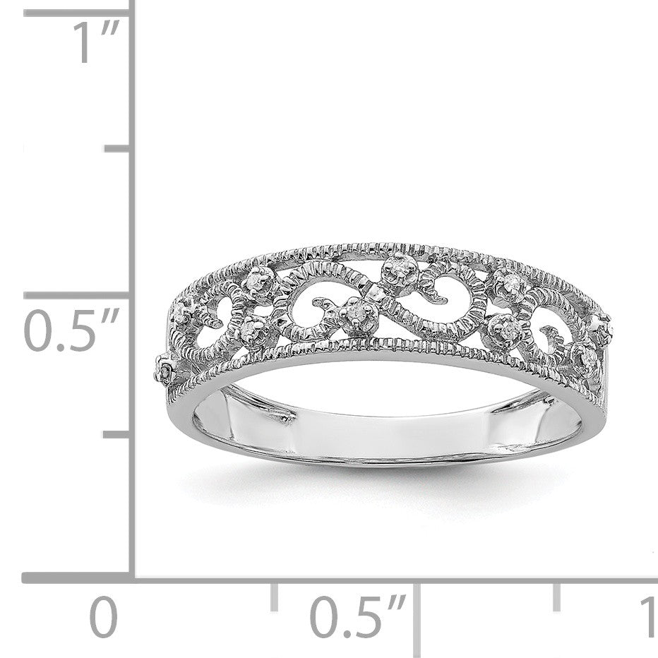 Alternate view of the 5mm Diamond Scroll Design Ring in Sterling Silver by The Black Bow Jewelry Co.