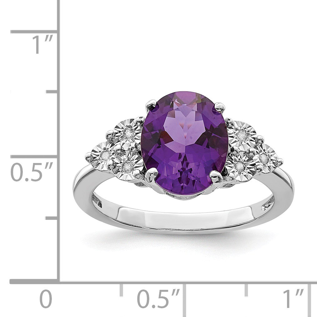Alternate view of the Oval Amethyst & .03 Ctw Diamond Ring in Sterling Silver by The Black Bow Jewelry Co.