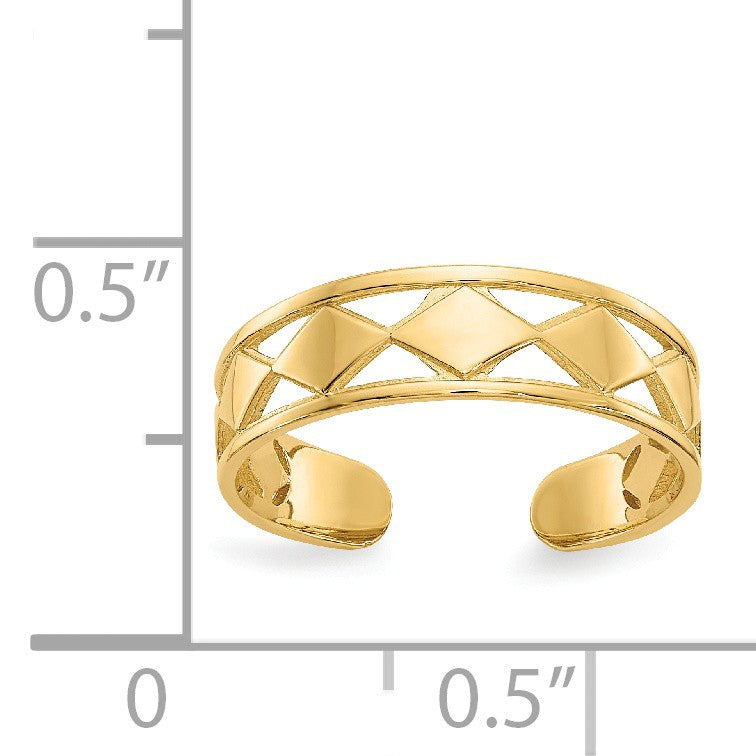 Alternate view of the Diamond Shaped and Polished Toe Ring in 14K Yellow Gold by The Black Bow Jewelry Co.
