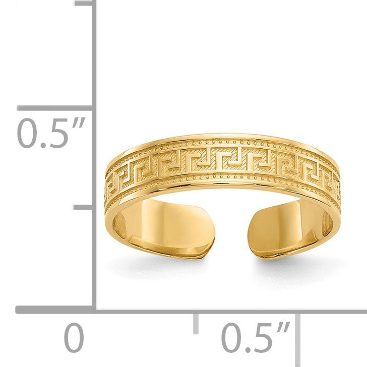 Alternate view of the Greek Key Toe Ring in 14K Yellow Gold by The Black Bow Jewelry Co.