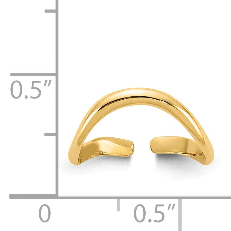 Alternate view of the Polished Curved Toe Ring in 14K Yellow Gold by The Black Bow Jewelry Co.