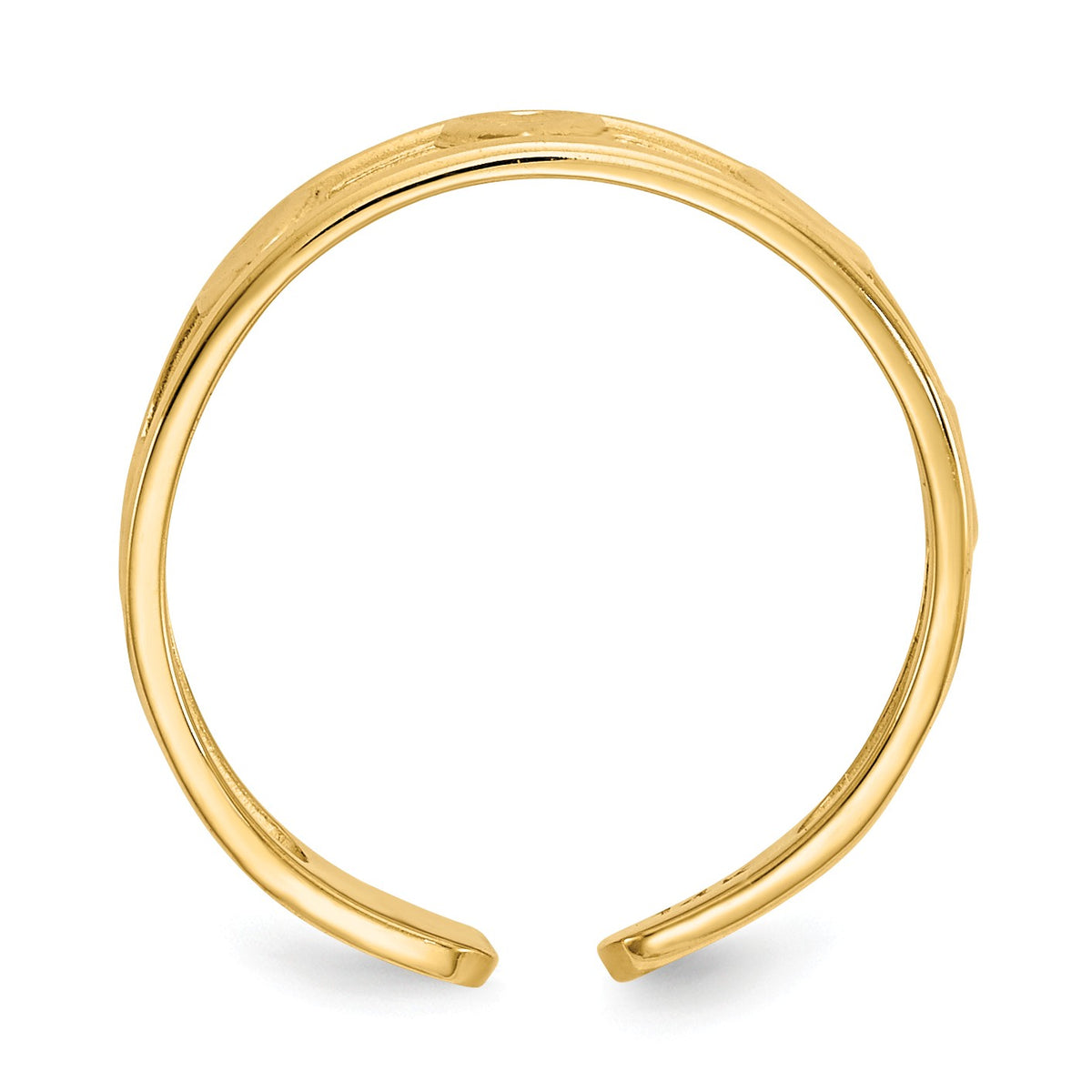 Alternate view of the 4mm Textured Heart Toe Ring in 14K Yellow Gold by The Black Bow Jewelry Co.