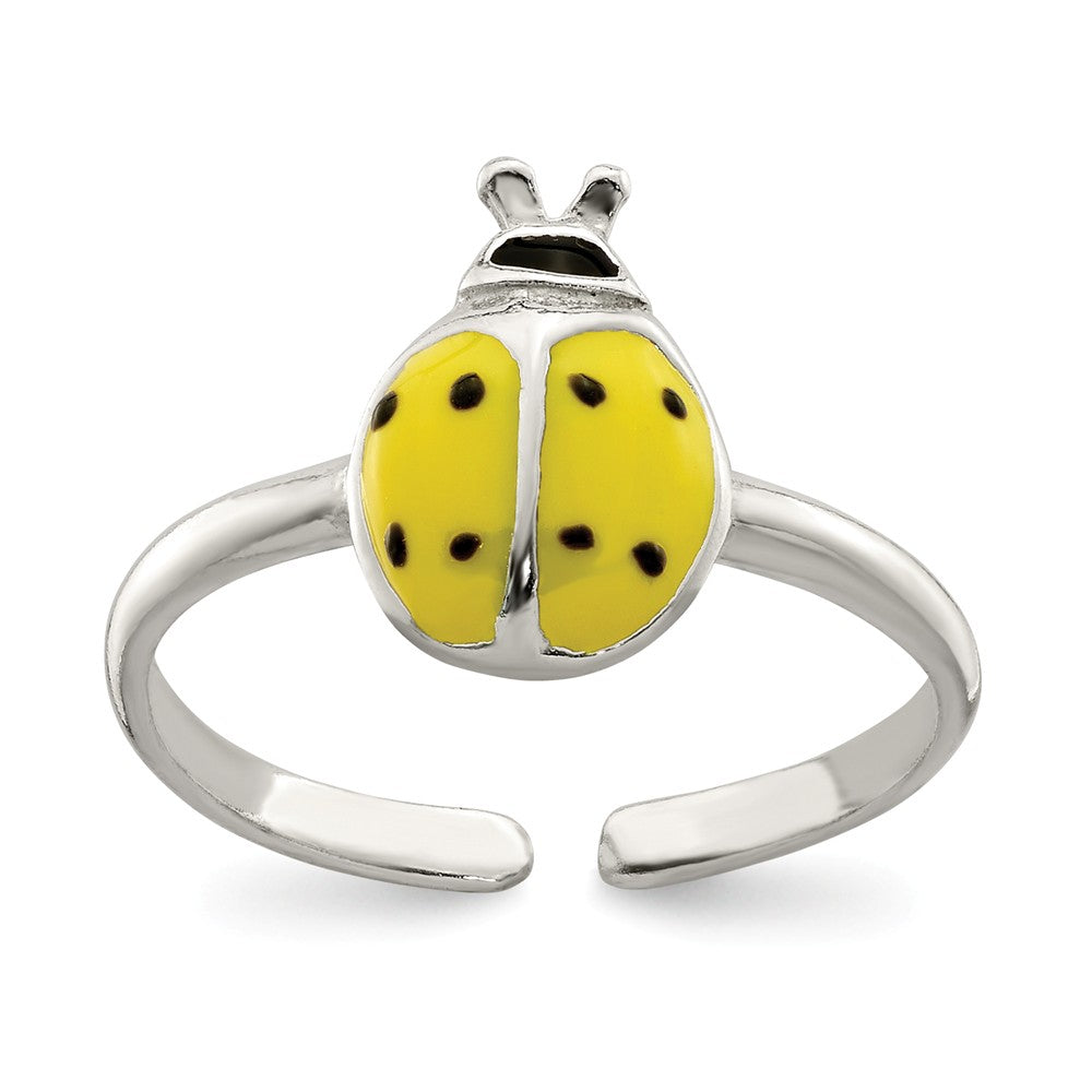 Black Enameled Ladybug Toe Ring in Sterling Silver, Item T8030 by The Black Bow Jewelry Co.