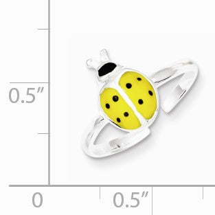 Alternate view of the Black Enameled Ladybug Toe Ring in Sterling Silver by The Black Bow Jewelry Co.