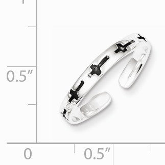 Alternate view of the Antiqued Cross Toe Ring in Sterling Silver by The Black Bow Jewelry Co.