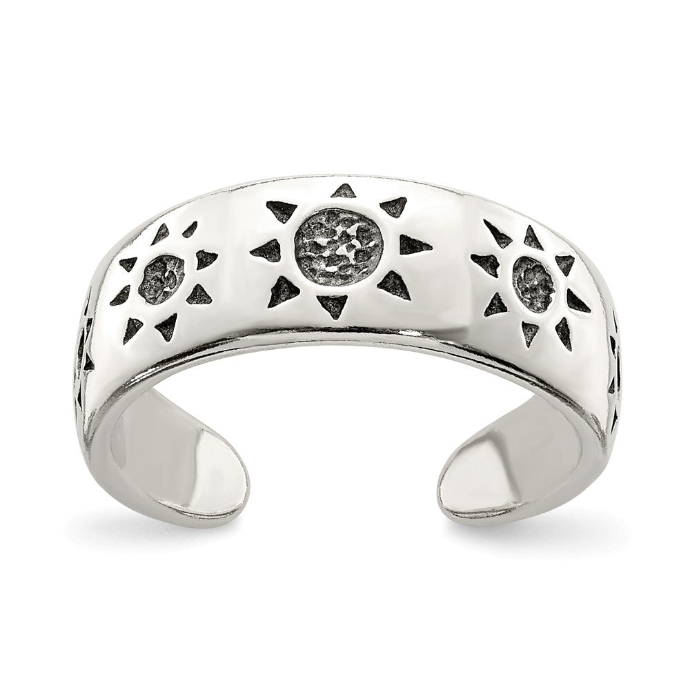 Antiqued Sun Toe Ring in Sterling Silver, Item T8076 by The Black Bow Jewelry Co.