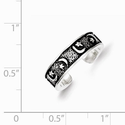 Alternate view of the Antiqued Moon And Star Toe Ring in Sterling Silver by The Black Bow Jewelry Co.
