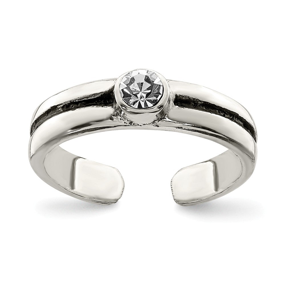 3mm Cubic Zirconia Gem Toe Ring in Sterling Silver, Item T8087 by The Black Bow Jewelry Co.