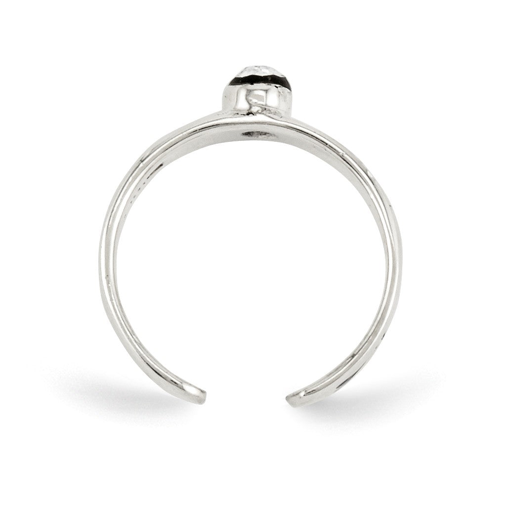Alternate view of the 3mm Cubic Zirconia Gem Toe Ring in Sterling Silver by The Black Bow Jewelry Co.