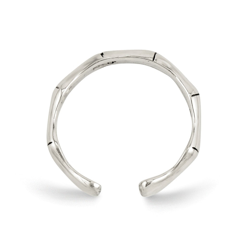 Alternate view of the Antiqued Bamboo Shaped Toe Ring in Sterling Silver by The Black Bow Jewelry Co.