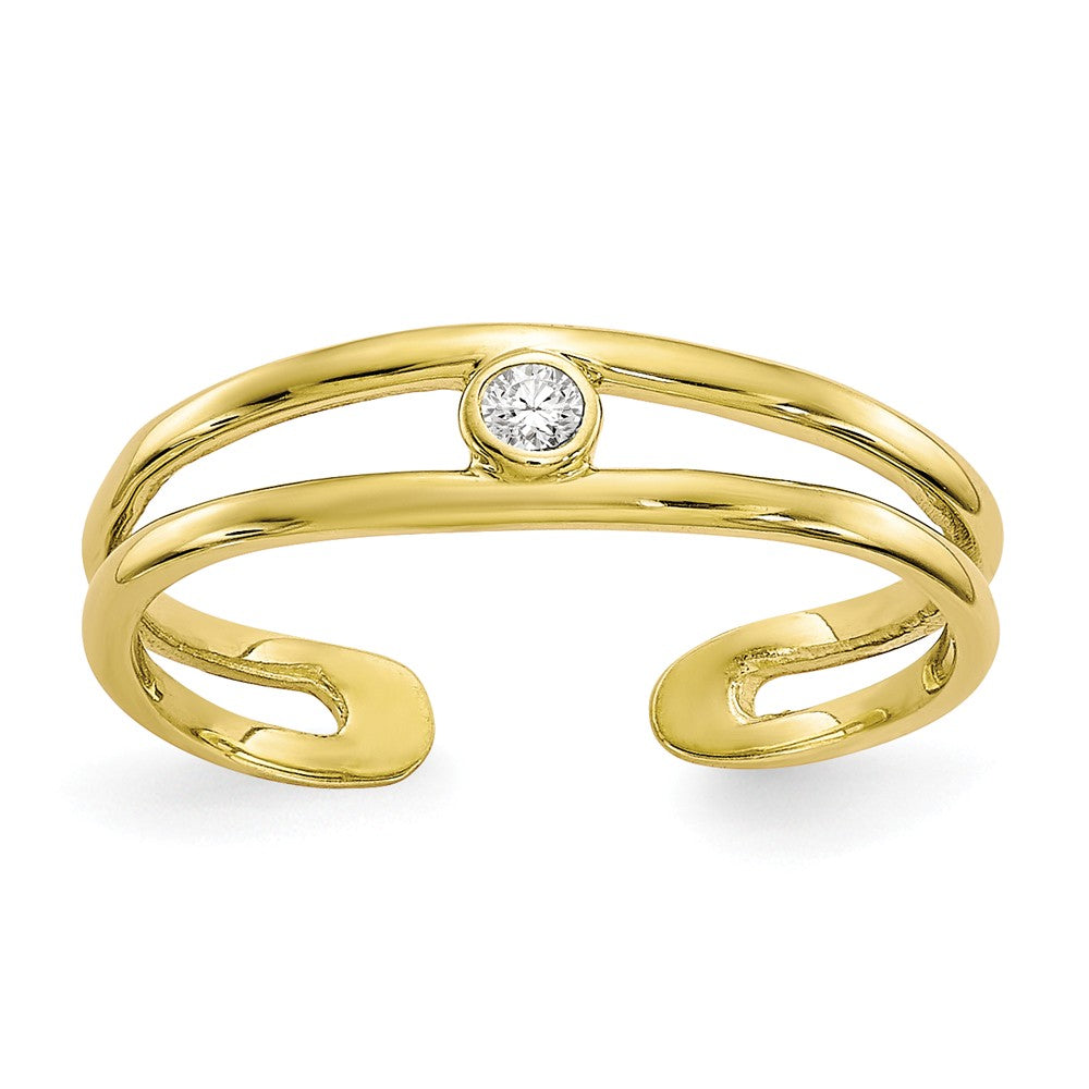 Split Shank Cubic Zirconia Toe Ring in 10K Yellow Gold, Item T8111 by The Black Bow Jewelry Co.