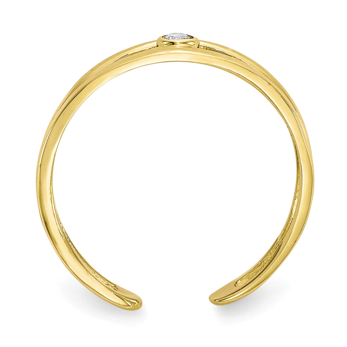 Alternate view of the Split Shank Cubic Zirconia Toe Ring in 10K Yellow Gold by The Black Bow Jewelry Co.