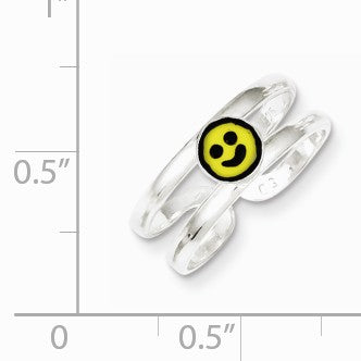 Alternate view of the Yellow & Black Enameled Smiley Face Toe Ring in Sterling Silver by The Black Bow Jewelry Co.