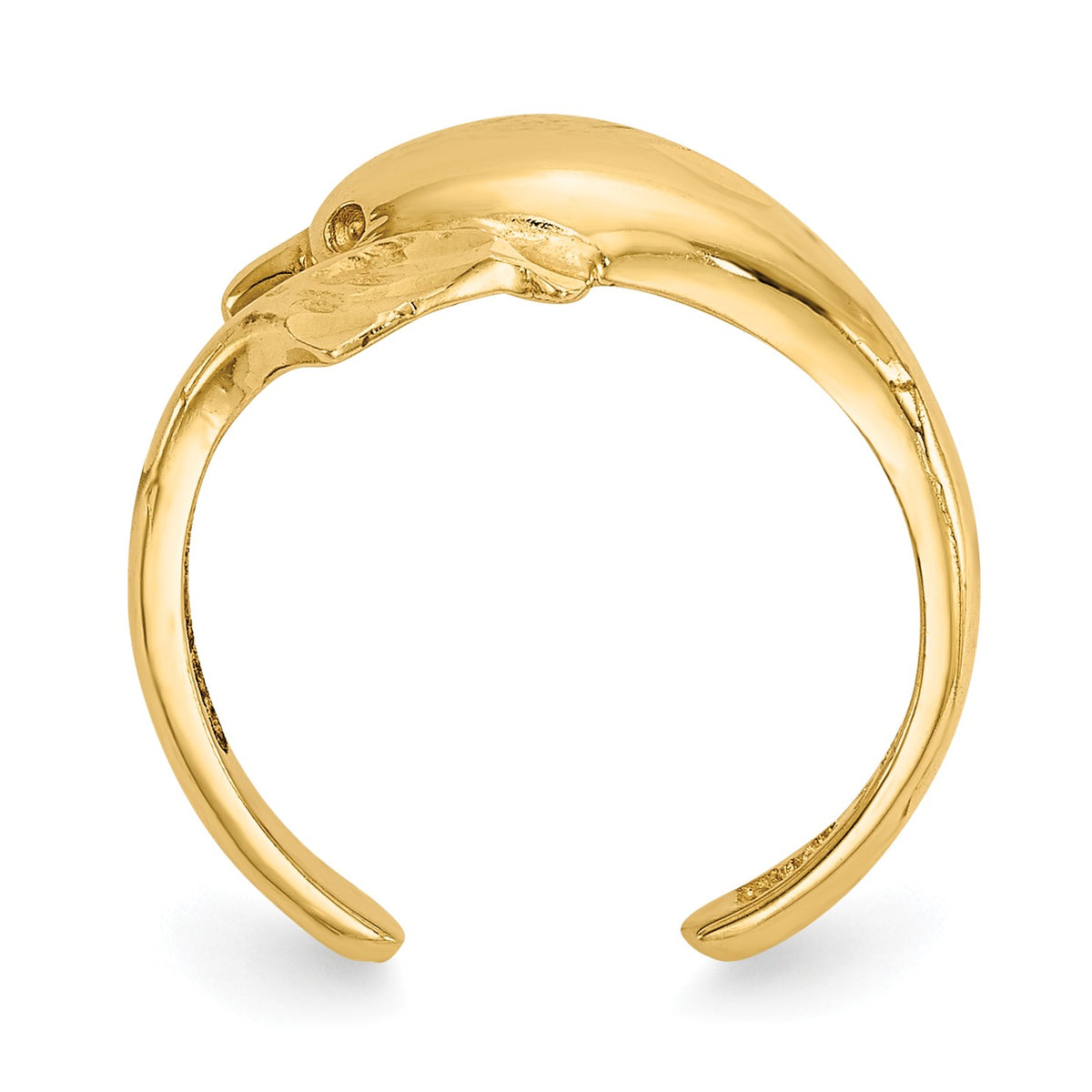 Alternate view of the 14k Yellow Gold 9mm Polished and Diamond-Cut Dolphin Toe Ring by The Black Bow Jewelry Co.