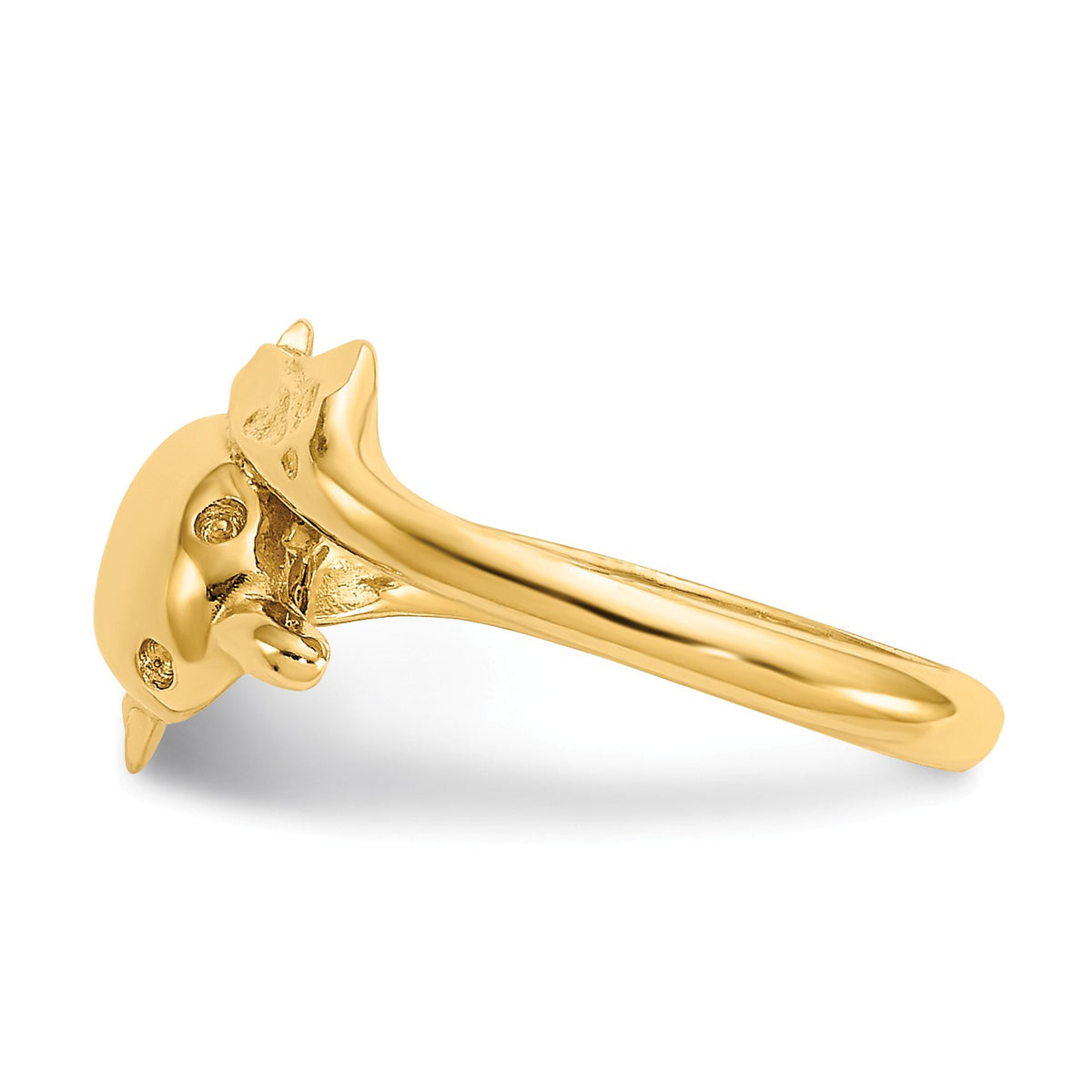 Alternate view of the 14k Yellow Gold 9mm Polished and Diamond-Cut Dolphin Toe Ring by The Black Bow Jewelry Co.