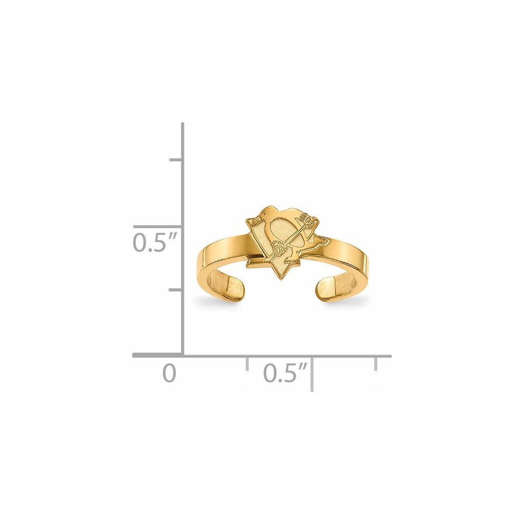 Alternate view of the Sterling S. 14k Yellow Gold Plated NHL Pittsburgh Penguins Toe Ring by The Black Bow Jewelry Co.