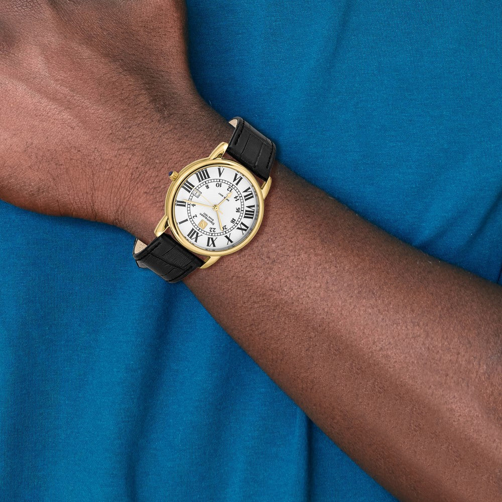 Alternate view of the Steinhausen Mens Delemont IPG-plated White Dial Black Strap Watch by The Black Bow Jewelry Co.