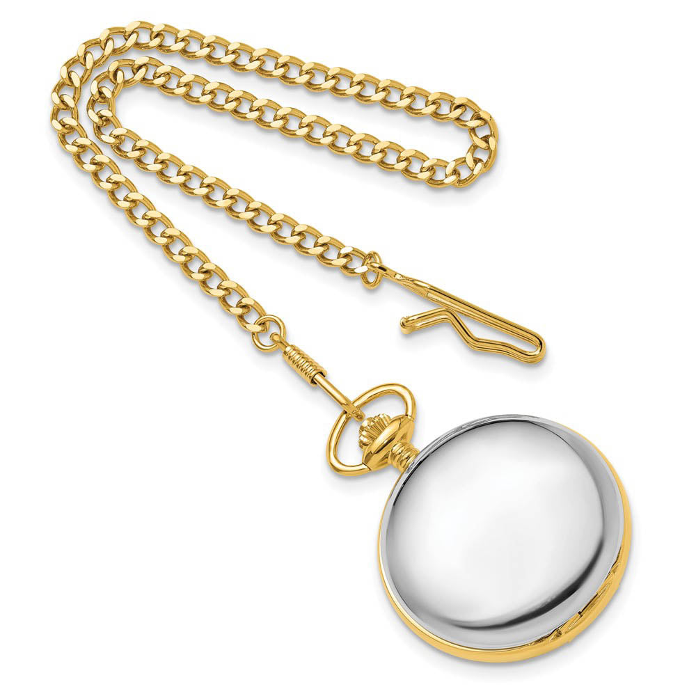 Alternate view of the Swingtime Two-tone Brass Mechanical Double Cover Pocket Watch by The Black Bow Jewelry Co.