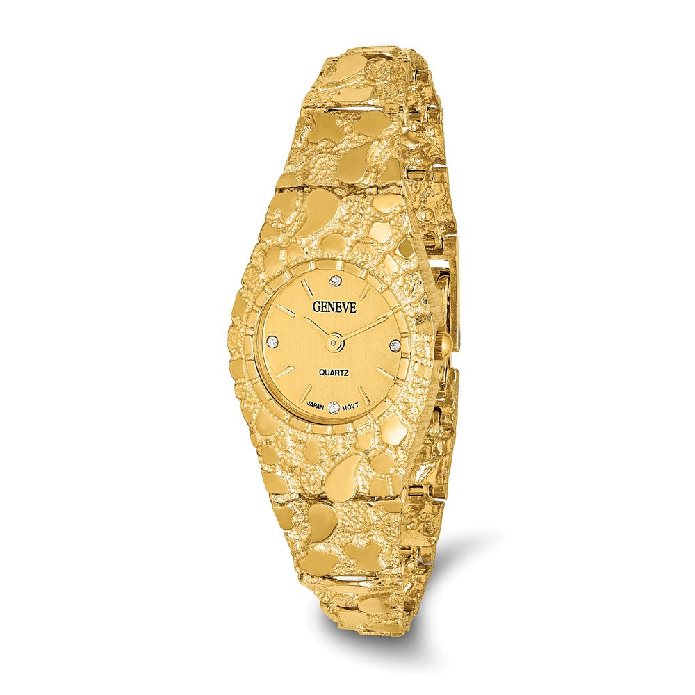 10k Yellow Gold Ladies Champagne 22mm Dial Nugget Watch, Item W10779 by The Black Bow Jewelry Co.
