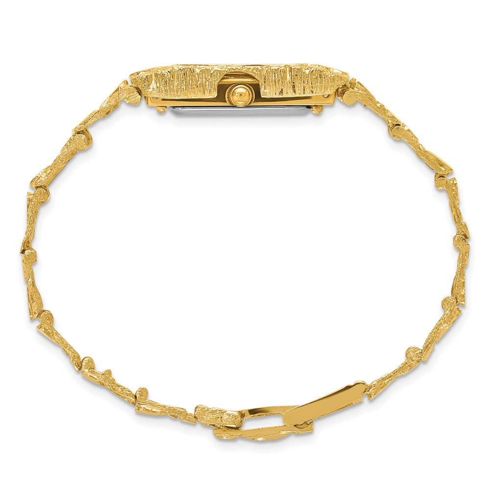 Alternate view of the 10k Yellow Gold Ladies Black Dial Rectangular Face Nugget Watch by The Black Bow Jewelry Co.