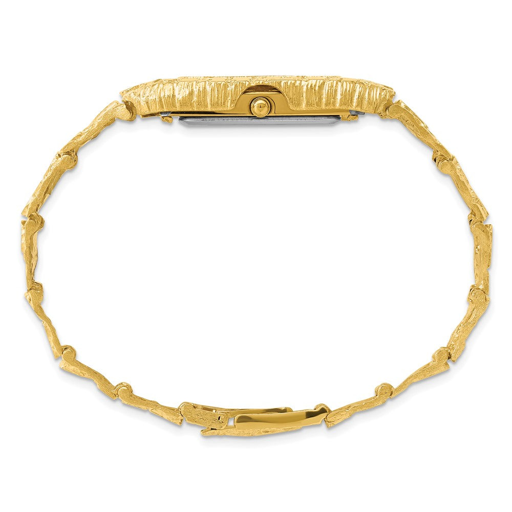 Alternate view of the 10k Yellow Gold Mens Champagne 27x47mm Dial Square Face Nugget Watch by The Black Bow Jewelry Co.