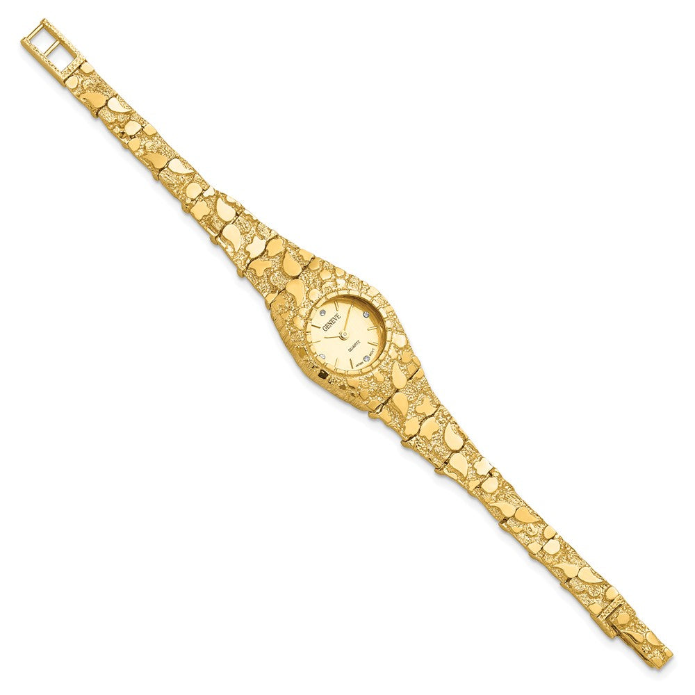 Alternate view of the 14K Yellow Gold Ladies Circular Champagne 22mm Dial Solid Nugget Watch by The Black Bow Jewelry Co.