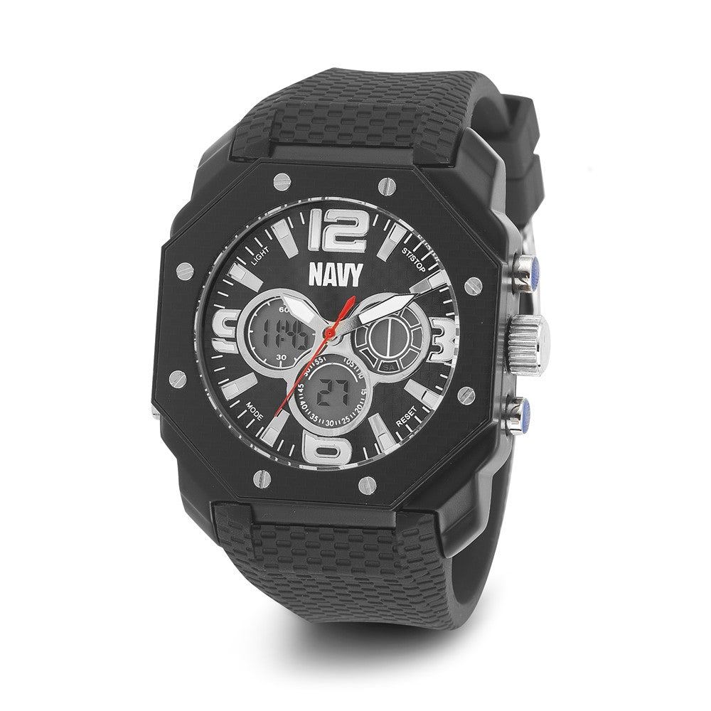 Wrist Armor Mens US Navy C28 Black Silicone Strap Ana-Digital Watch, Item W10793 by The Black Bow Jewelry Co.