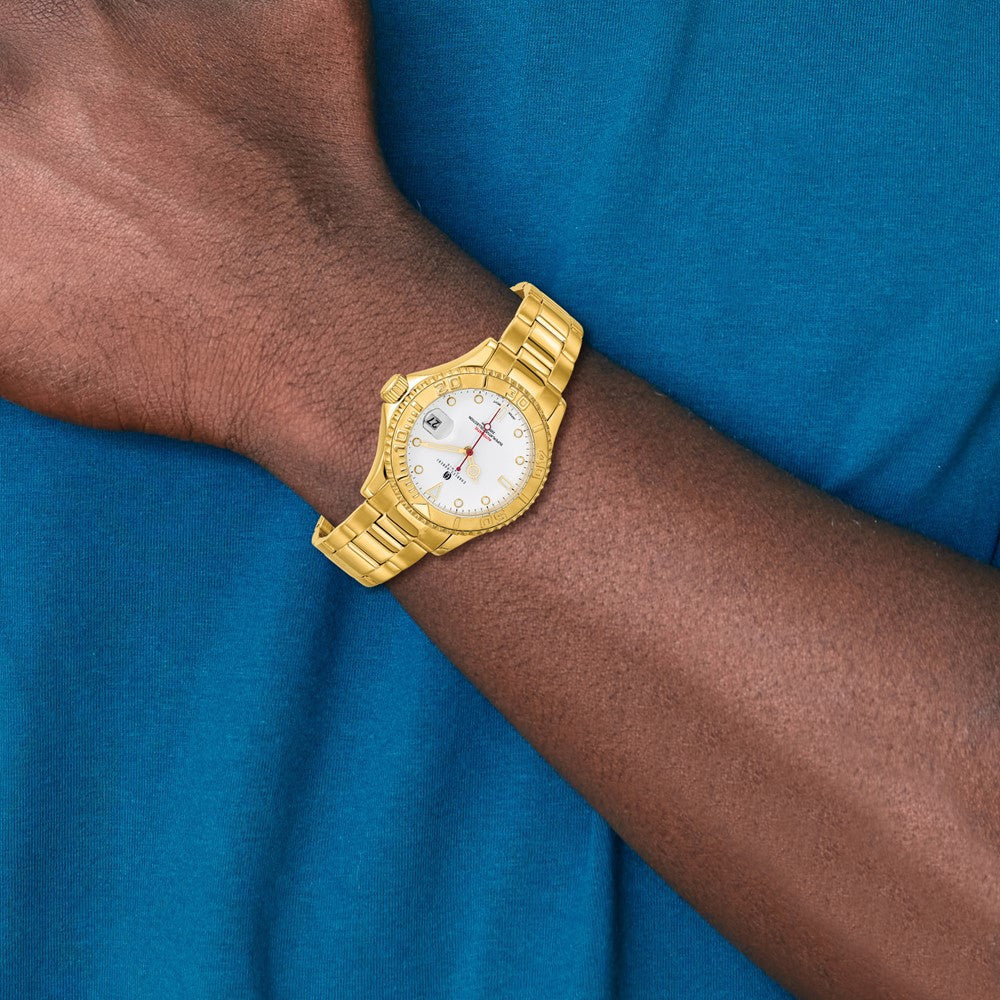 Alternate view of the Charles Hubert Mens Gold-plated White Dial Rotating Bezel Watch by The Black Bow Jewelry Co.