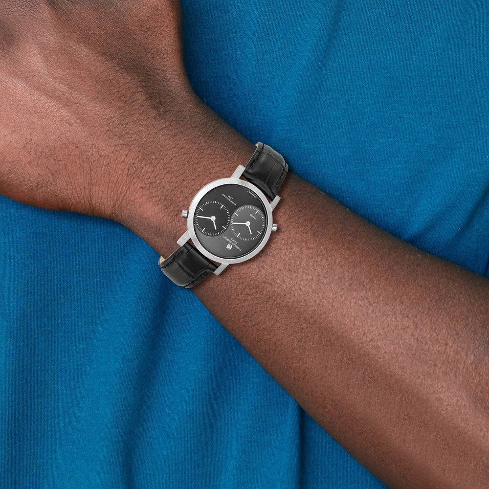 Alternate view of the Charles Hubert Mens Dual Time Leather Watch by The Black Bow Jewelry Co.