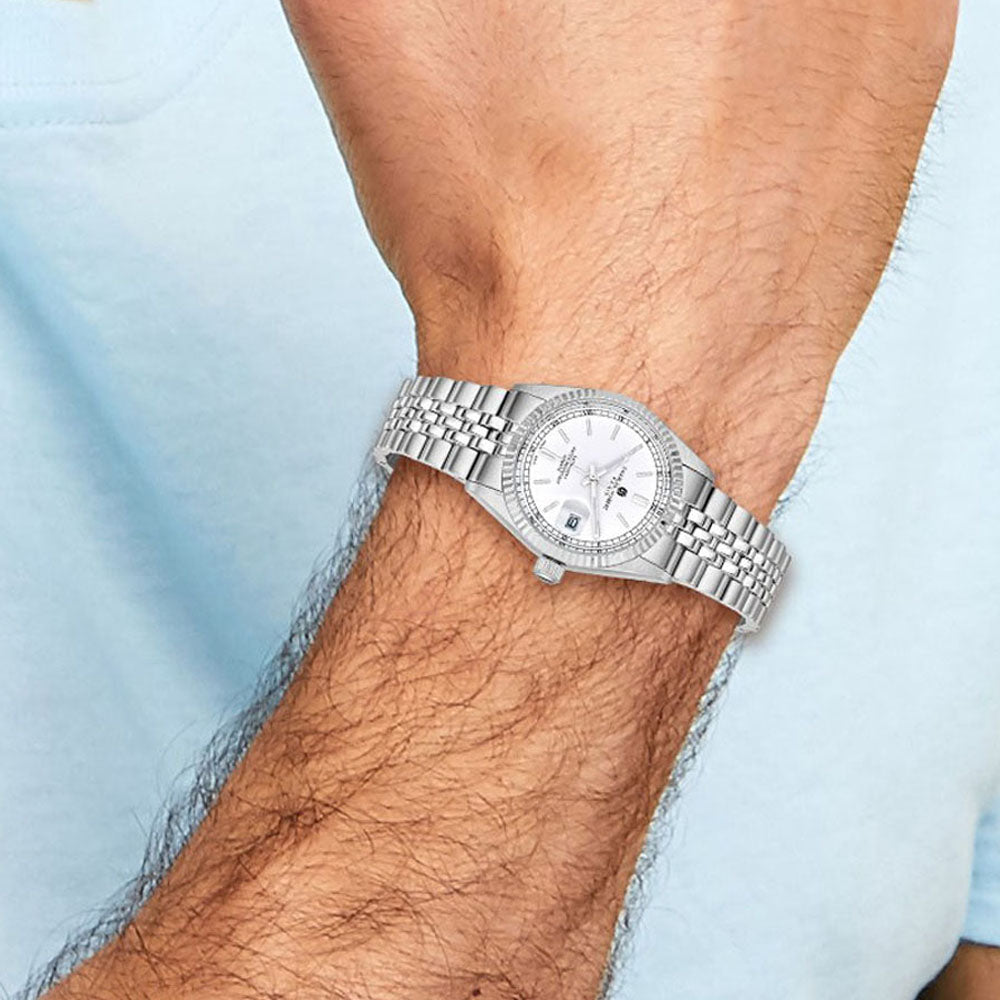 Alternate view of the Charles Hubert Mens Stainless Steel Round Analog Watch by The Black Bow Jewelry Co.