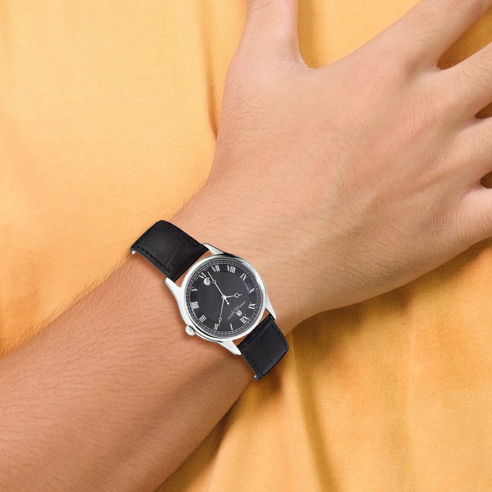 Alternate view of the Charles Hubert Mens Black Leather Band Watch by The Black Bow Jewelry Co.
