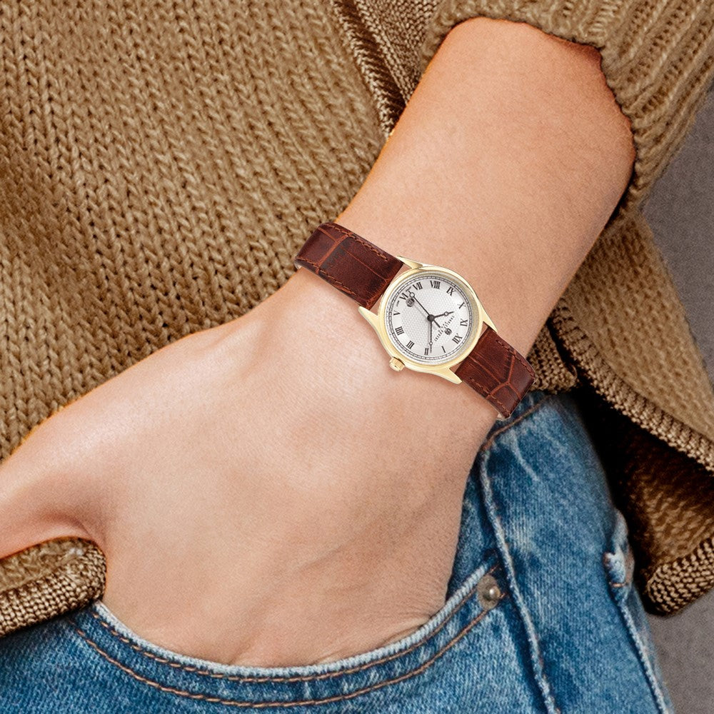Alternate view of the Ladies Brown Leather Band Round Watch by Charles Hubert by The Black Bow Jewelry Co.