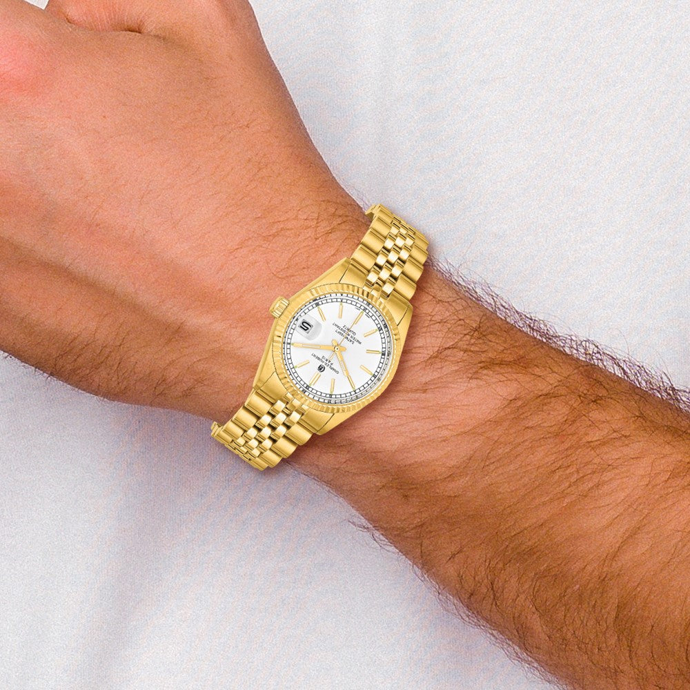 Alternate view of the Charles Hubert Mens Gold-plated Round Analog Watch by The Black Bow Jewelry Co.
