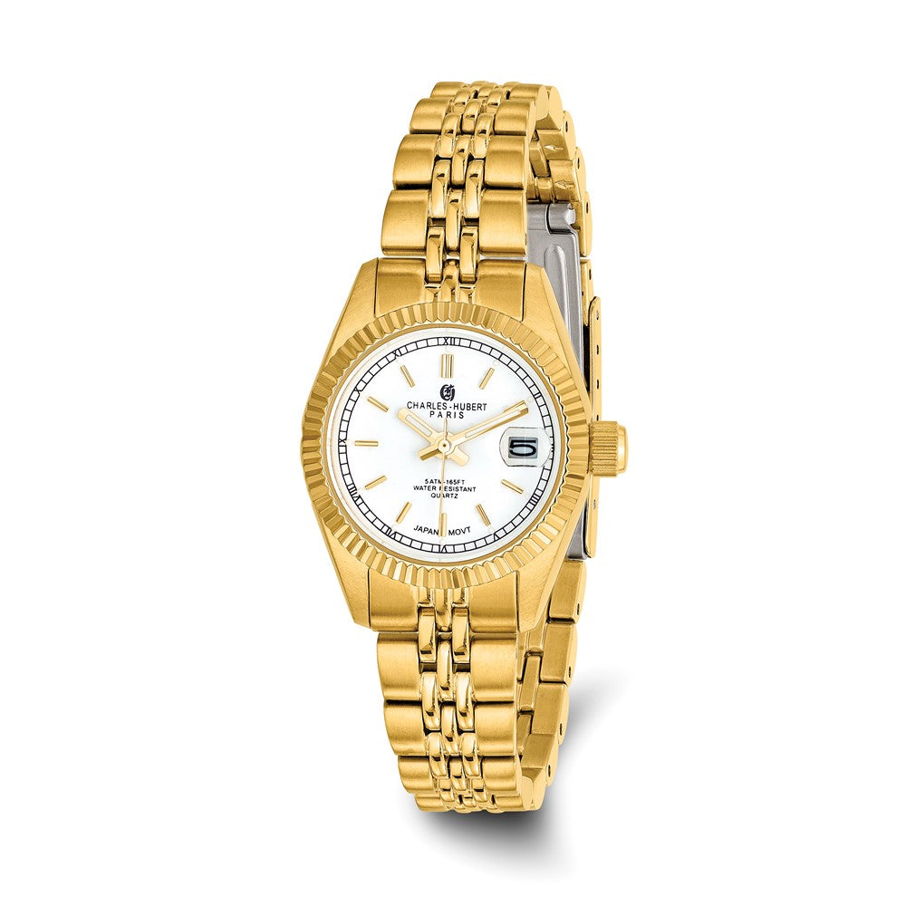 Ladies Gold-plated, Round Analog Watch by Charles Hubert, Item W8231 by The Black Bow Jewelry Co.