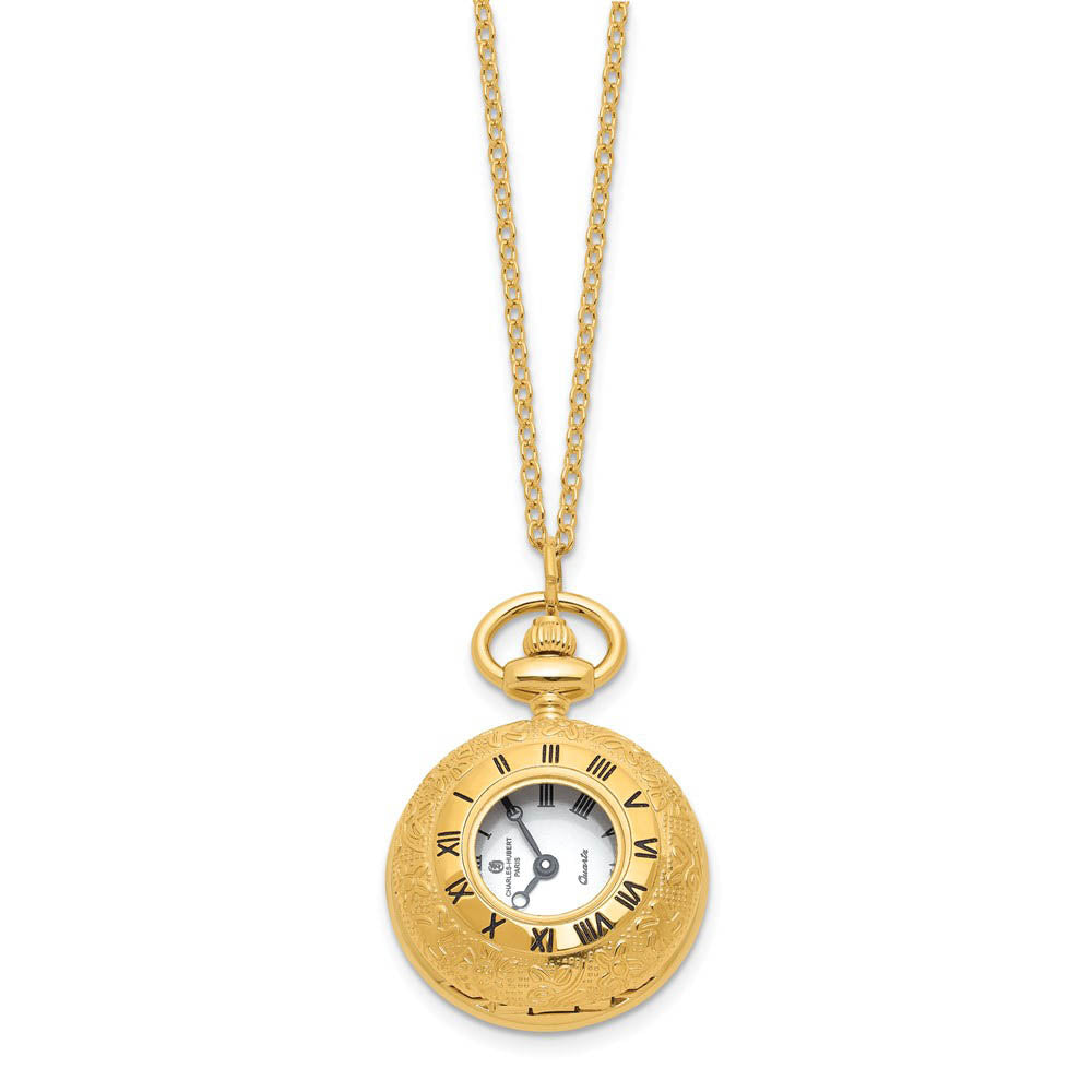 Alternate view of the Charles Hubert Ladies Gold-plated Brass See-Through Watch Necklace by The Black Bow Jewelry Co.