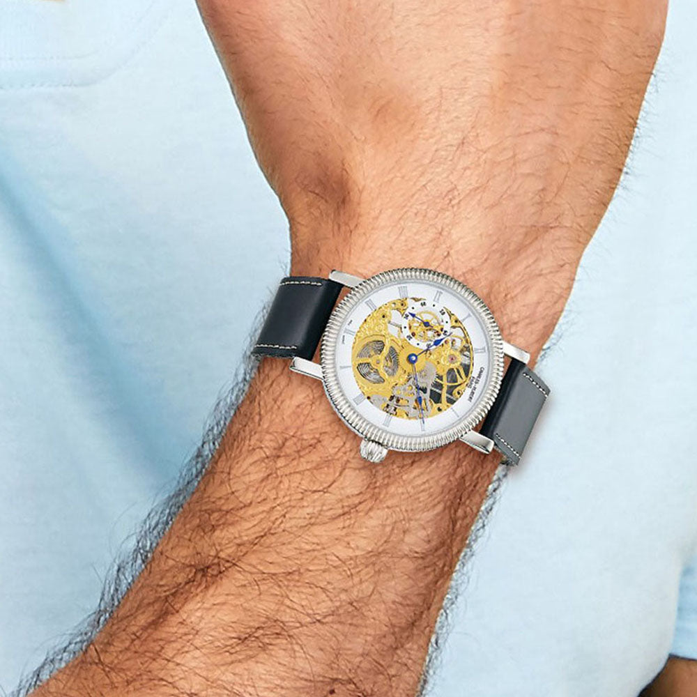 Alternate view of the Charles Hubert Mens Two-tone Skeleton Dial Watch by The Black Bow Jewelry Co.