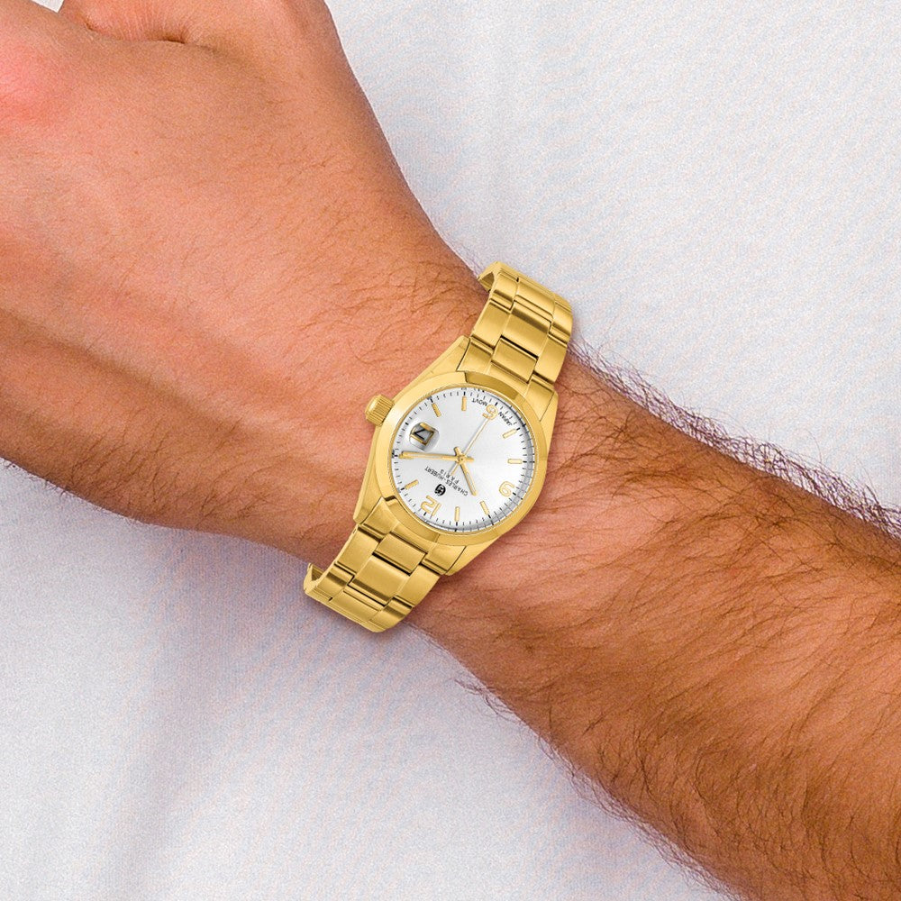 Alternate view of the Charles Hubert Mens Gold-Tone Plated Classic Analog Watch by The Black Bow Jewelry Co.
