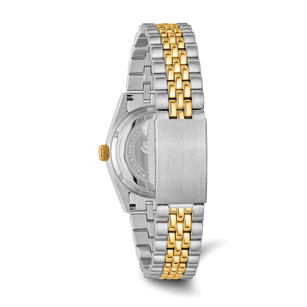 Alternate view of the Charles Hubert Mens Two-Tone Blue Dial Panther Link Watch by The Black Bow Jewelry Co.