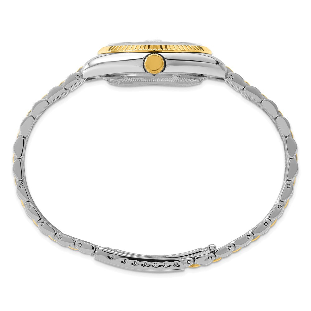 Alternate view of the Charles Hubert Mens Two-Tone Blue Dial Panther Link Watch by The Black Bow Jewelry Co.