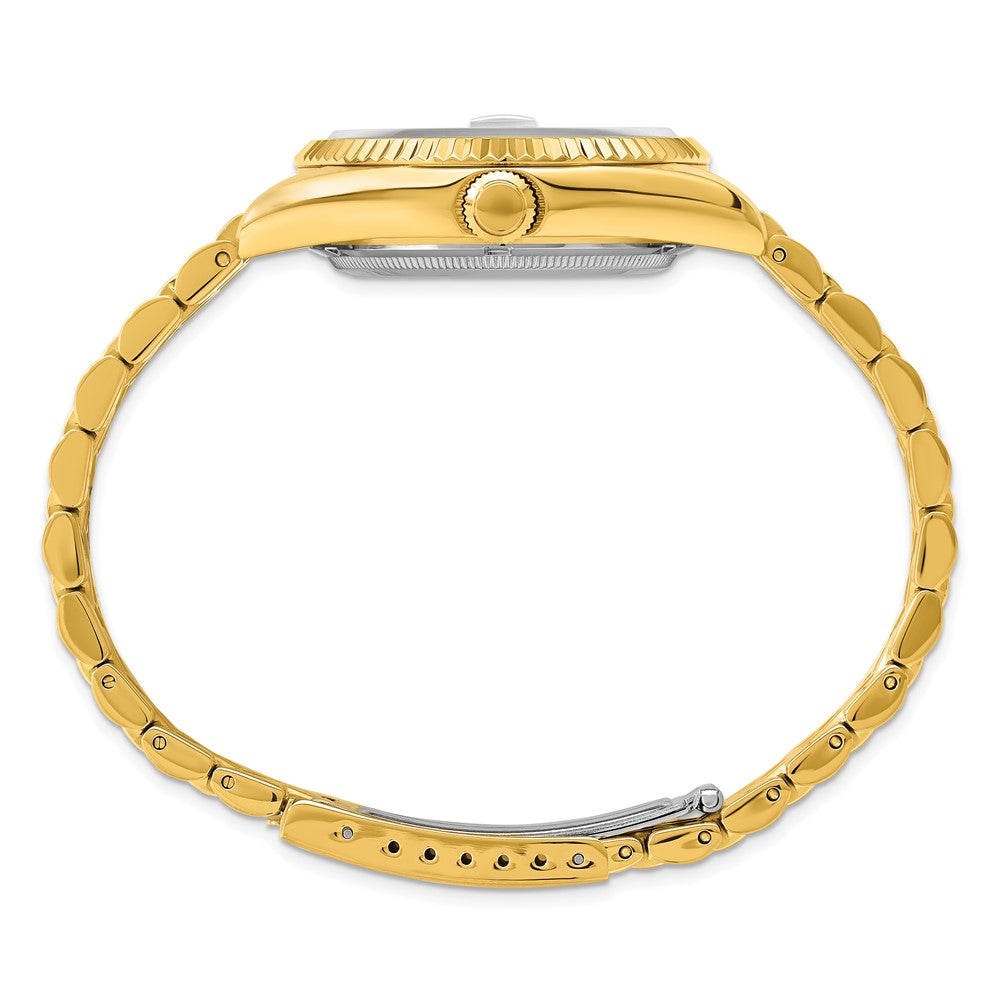 Alternate view of the Charles Hubert Mens Gold-plated Black Dial Panther Link Watch by The Black Bow Jewelry Co.