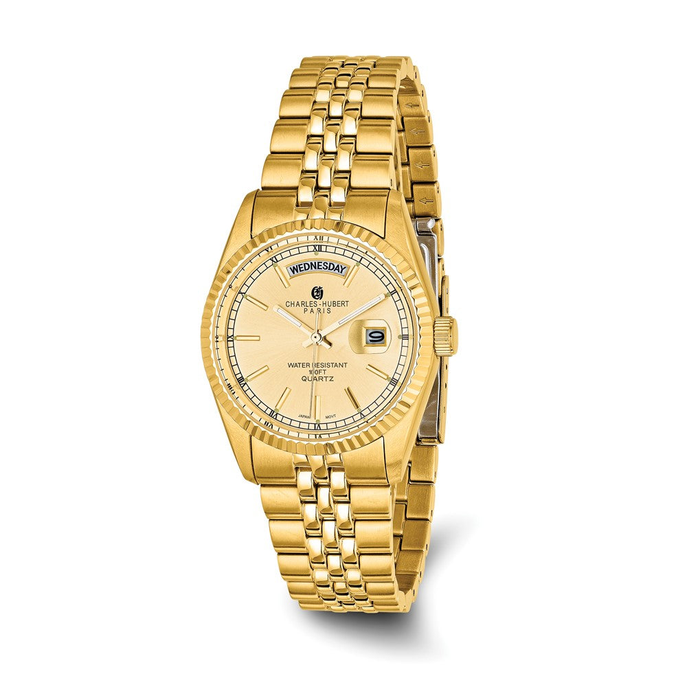 Charles Hubert Mens Gold-plated Champagne Dial Panther Link  display picture 2