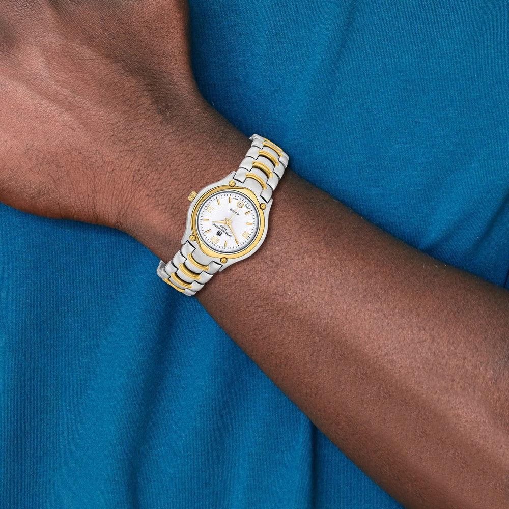 Alternate view of the Charles Hubert Mens Two-Tone Link Style Watch by The Black Bow Jewelry Co.